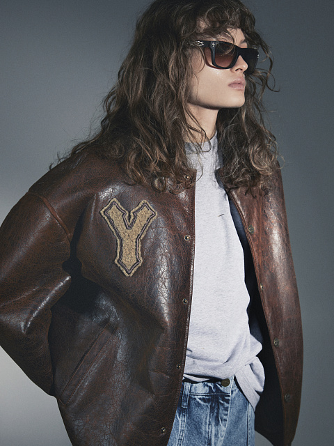 Коричневый оверсайз бомбер из овчины, 6 Коричневый оверсайз бомбер из овчины, 6