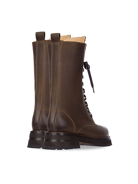 Темно-коричневые высокие кожаные ботинки, 3