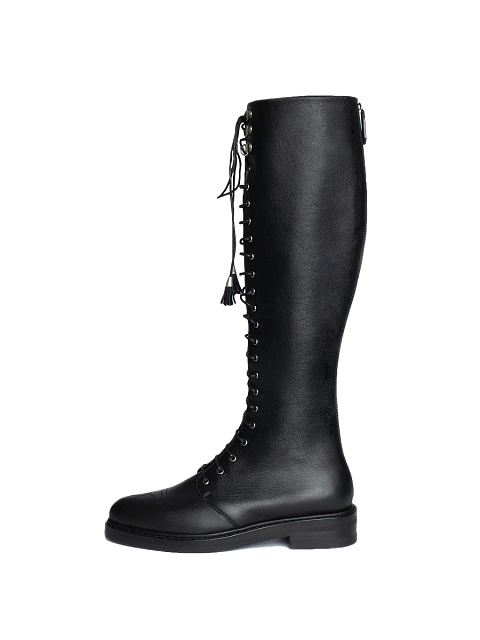 Черные кожаные сапоги на шнуровке, 2 Черные кожаные сапоги на шнуровке, 2