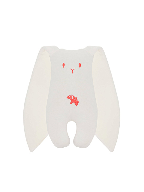 Игрушка "Заяц" белая с розово-неоновой вышивкой, 1