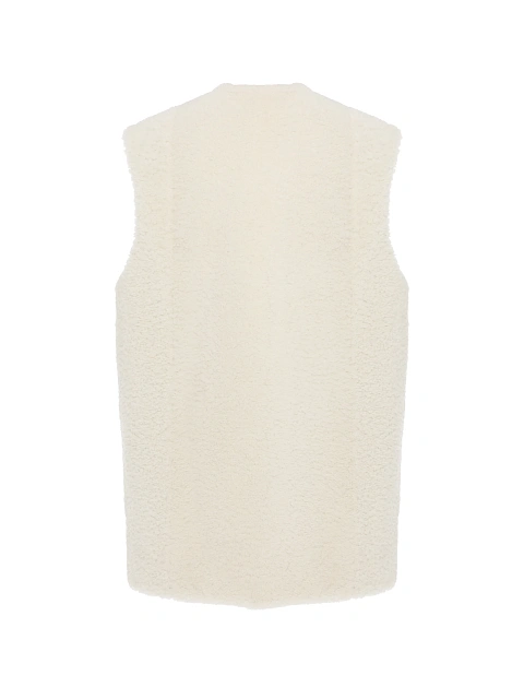 Белый объемный жилет из овчины, 2