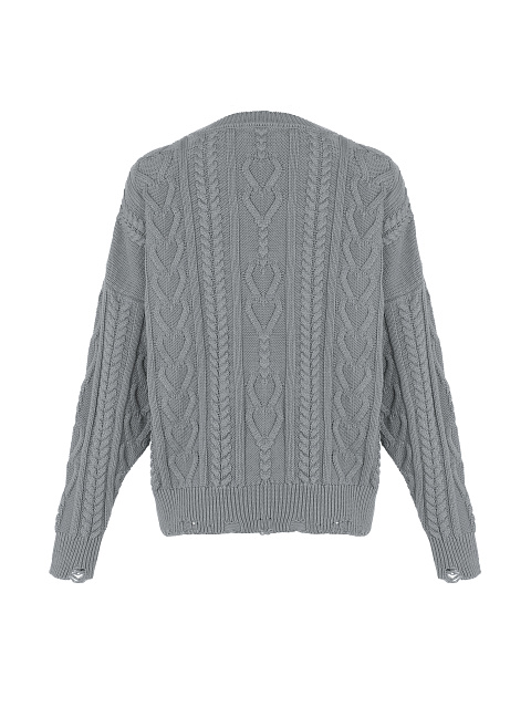 Темно-серый хлопковый свитер с косами, 2 Темно-серый хлопковый свитер с косами, 2