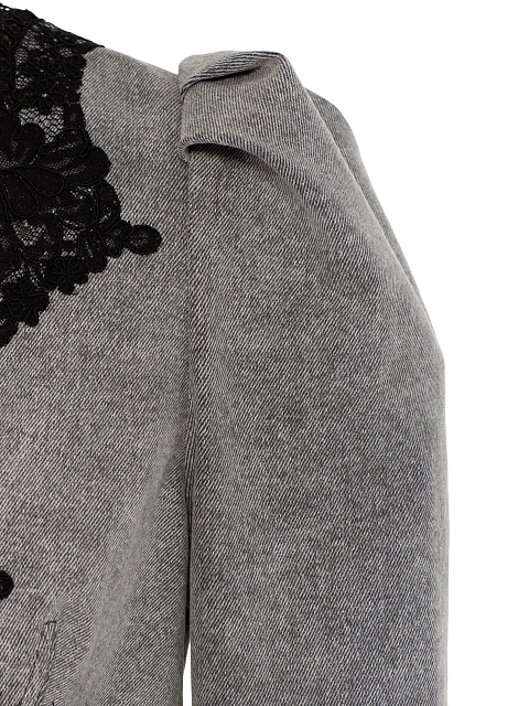 Серое платье-мини из денима с черным кружевом, 4