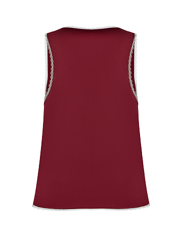 Бордовый топ из шелка с кружевом, 2