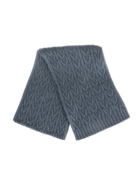 Синий шерстяной шарф с косами, 3