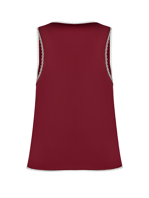 Бордовый топ из шелка с кружевом, 2