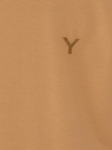 Горчичная футболка из хлопкового трикотажа с вышивкой, 3