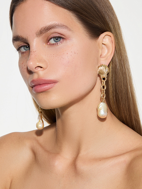 Длинные серьги с жемчугом Барокко, 2 Длинные серьги с жемчугом Барокко, 2