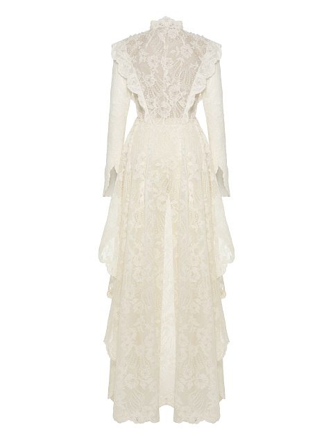 Белый костюм из кружевного фрака и брюк, 2