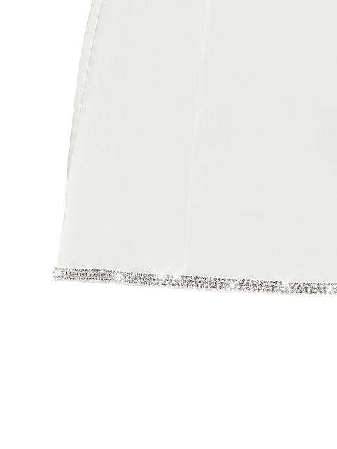 Белое атласное платье-мини со стразами на подоле, 3 Белое атласное платье-мини со стразами на подоле, 3