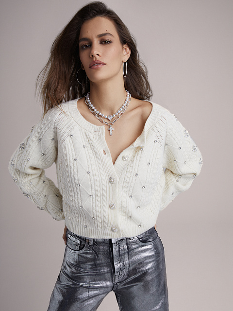 Хупсы из белого золота с бриллиантами, 5 Хупсы из белого золота с бриллиантами, 5