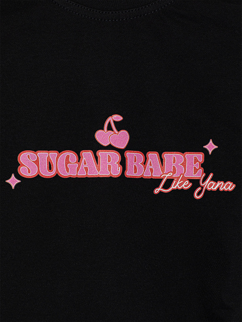 Черная хлопковая футболка Sugar Babe, 3