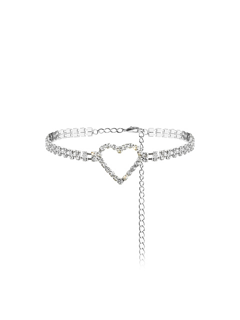 Серебристый чокер «Cердце» из страз, 1