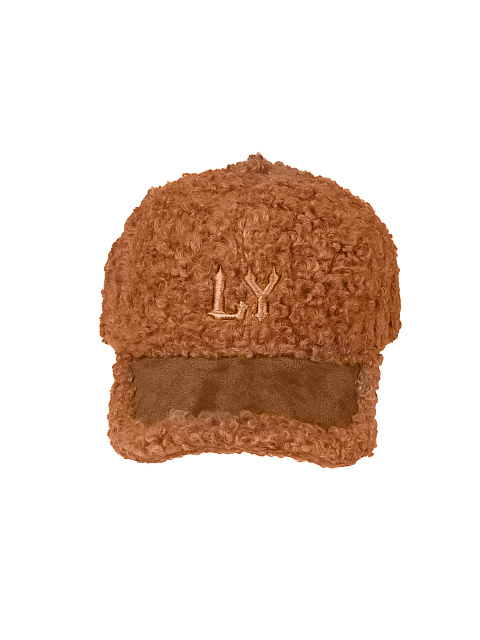 Рыжая кепка из эко-меха с вышивкой LY, 2 Рыжая кепка из эко-меха с вышивкой LY, 2