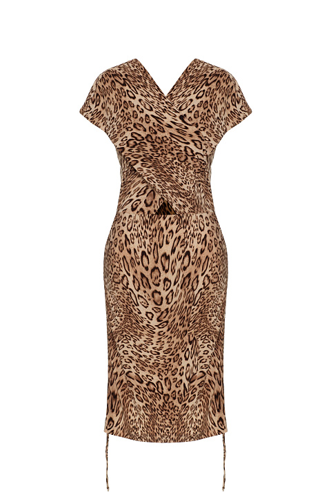 Леопардовое платье-мини из трикотажа, 3