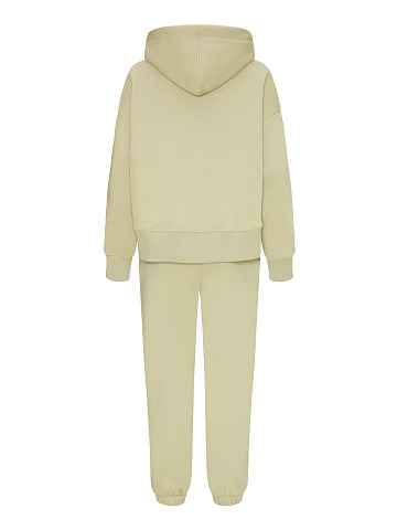 Хлопковый костюм оливкового цвета с вышивкой на рукавах, 2