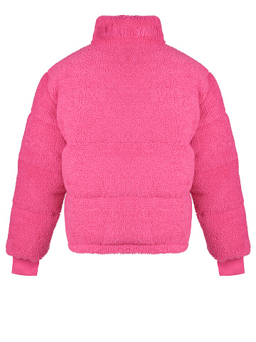 Розовый пуховик из эко-меха, 2