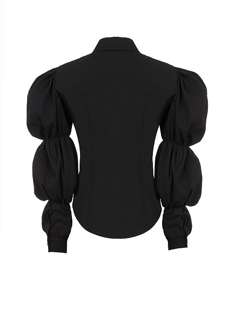 Черная хлопковая блузка с тремя буфами, 2