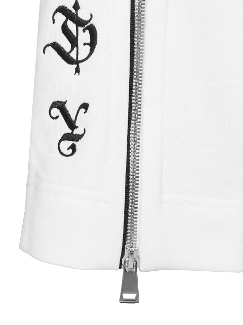 Белый костюм с укороченной толстовкой и вышивкой, 5