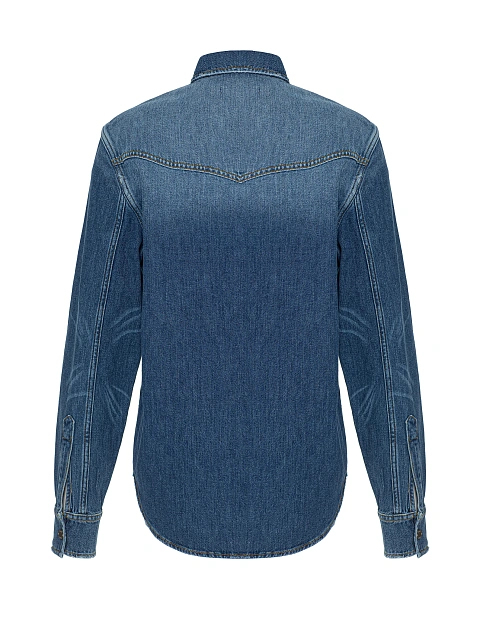 Синяя рубашка из денима с потертостями, 3 Синяя рубашка из денима с потертостями, 3