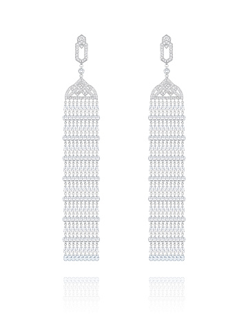 Серьги из белого золота с бриллиантами огранки «роза», 1 Серьги из белого золота с бриллиантами огранки «роза», 1