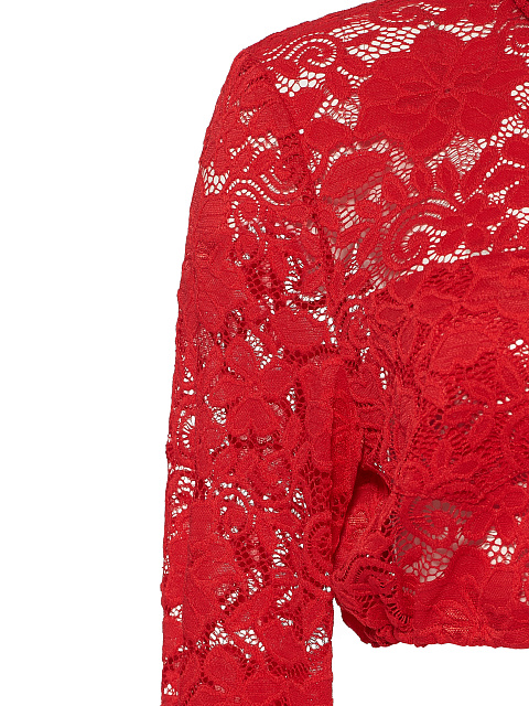 Красная укороченная блузка из кружева, 4