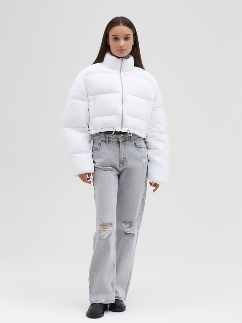 Белый укороченный пуховик, 6