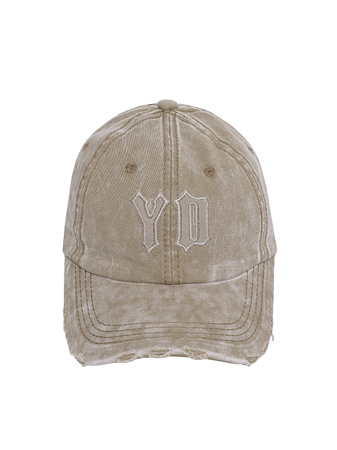 Бежевая кепка из вареного денима с замшевой нашивкой, 2