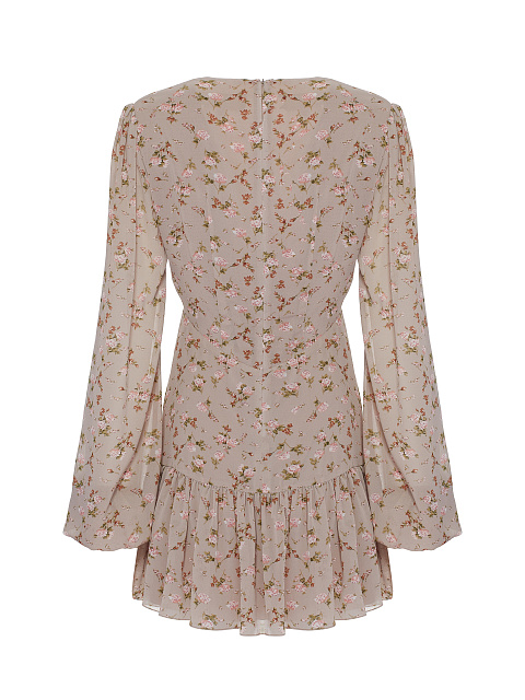 Шифоновое платье-мини с цветочным принтом, 2