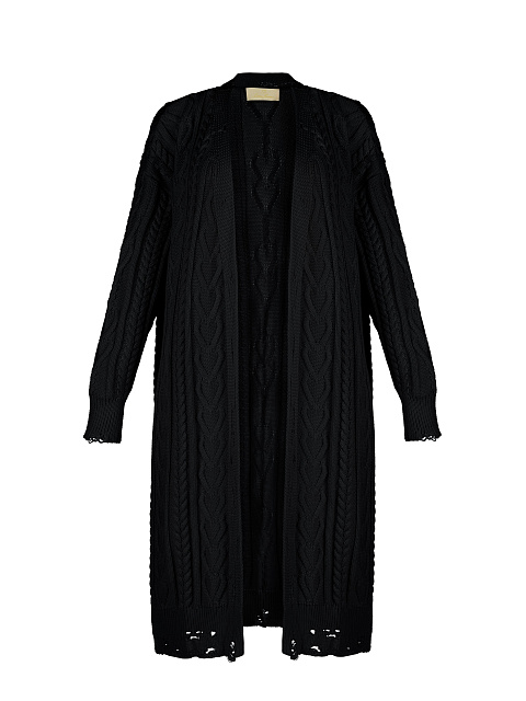 Черный хлопковый кардиган с косами, 1 Черный хлопковый кардиган с косами, 1