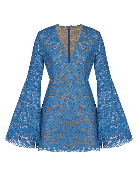 Синее кружевное платье-мини, 1