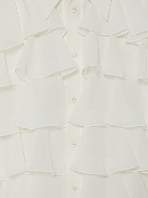 Белая блузка из шифона с рюшами, 3