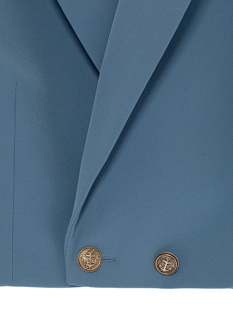 Синий костюм-двойка с укороченным жакетом, 3 Синий костюм-двойка с укороченным жакетом, 3