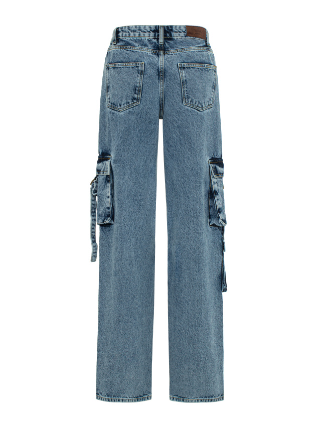 Синие джинсы-карго с ремнями, 2