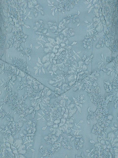 Голубое платье-мини из кружева с открытыми плечами, 3