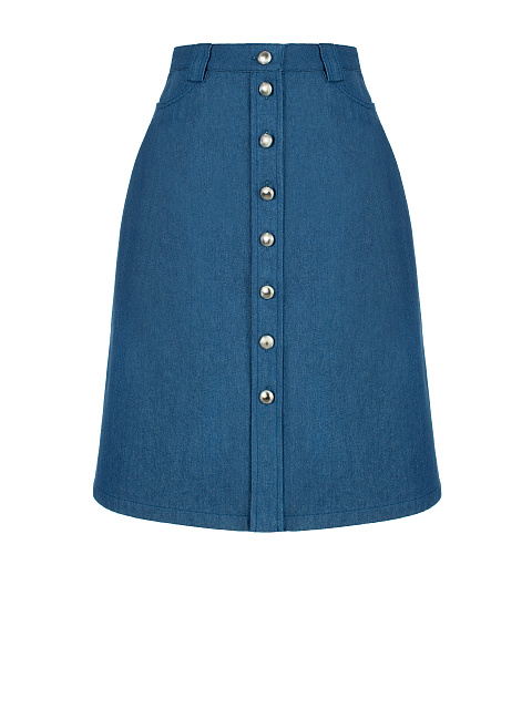 Синяя юбка-миди из денима, 1 Синяя юбка-миди из денима, 1