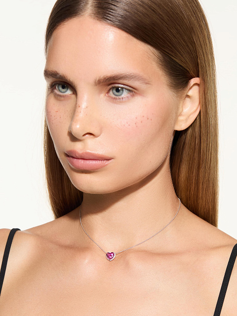 Колье из белого золота с турмалином в огранке «сердце» и круглыми бриллиантами, 2