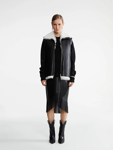 Жилет из овчины с контрастным белым мехом, 6 Жилет из овчины с контрастным белым мехом, 6