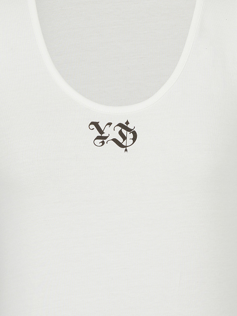 Белая хлопковая майка с фигурным низом, 3