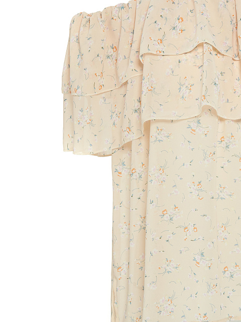 Бежевый шифоновый топ с открытыми плечами, 4