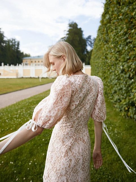 Светло-розовое платье-мини из кружева, 6 Светло-розовое платье-мини из кружева, 6