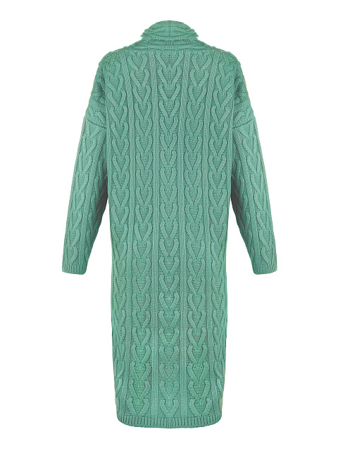Зеленый вязаный кардиган с косами, 2 Зеленый вязаный кардиган с косами, 2