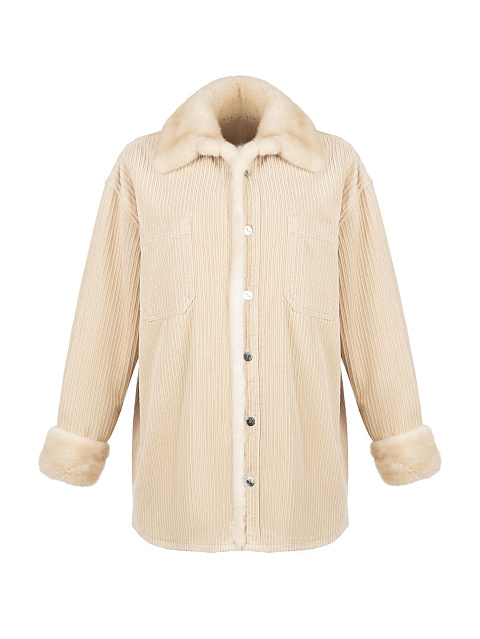 Вельветовая куртка на норке в цвете «паломино», 1