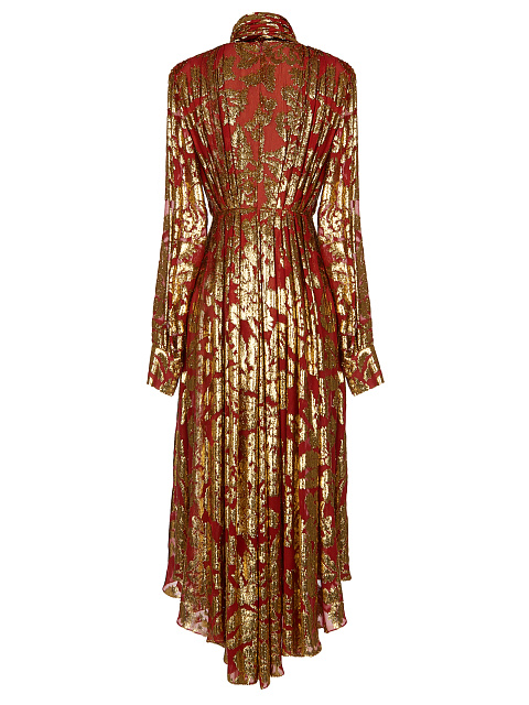 Красное платье-миди с золотым узором, 2 Красное платье-миди с золотым узором, 2