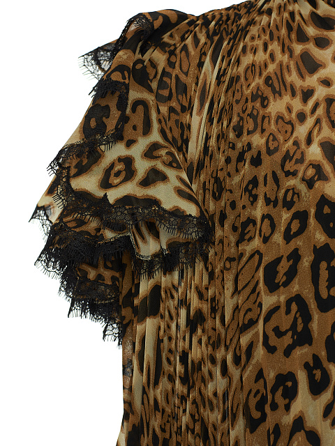 Плиссированное платье-мини с леопардовым принтом и кружевом, 5