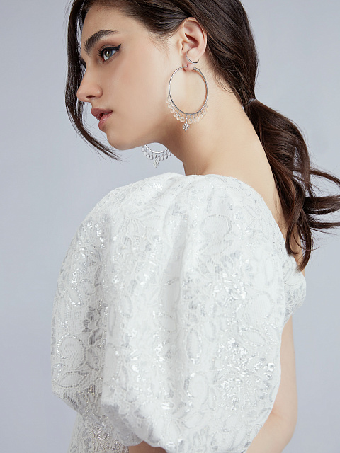 Белое платье-мини из кружева, 4