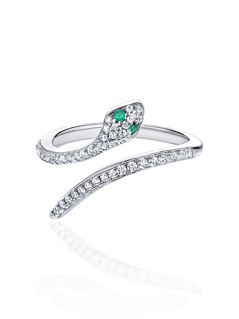 Кольцо из серебра в виде змеи с фианитами, 2 Кольцо из серебра в виде змеи с фианитами, 2