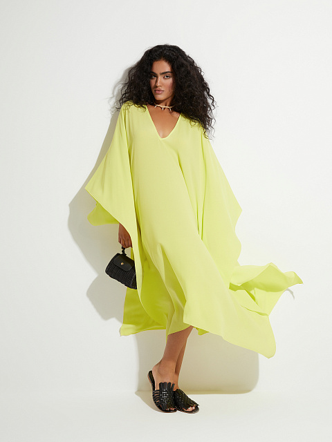 Желтое платье-туника из шифона, 5