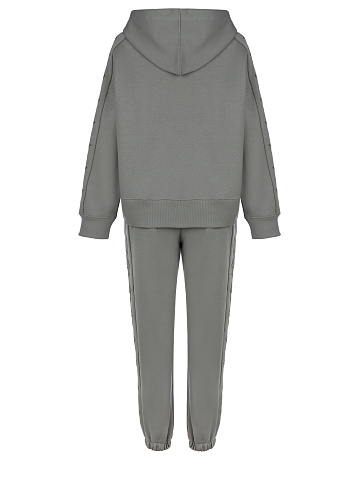 Серый трикотажный костюм с зеленой вышивкой, 2