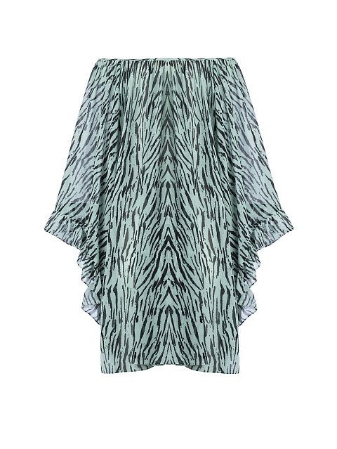 Бирюзовое платье с открытыми плечами, 2